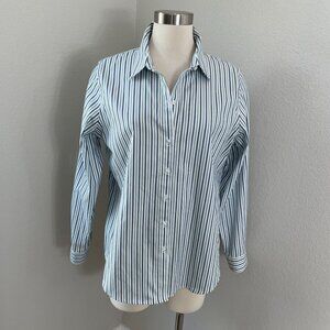 Coldwater Creek Womens 12 Twin Stripe No Iron Long Sleeve Shirt Blouse Top